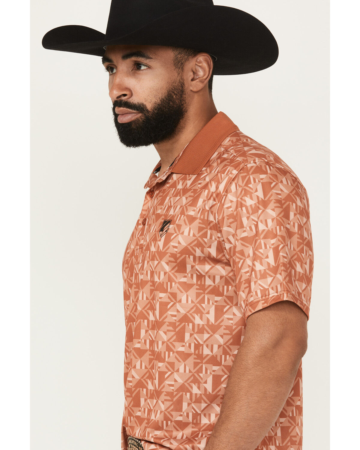 Image #2 - RANK 45® Men's Uptown Southwestern Print Short Sleeve Button-Down Polo Shirt, Rust Copper, hi-res