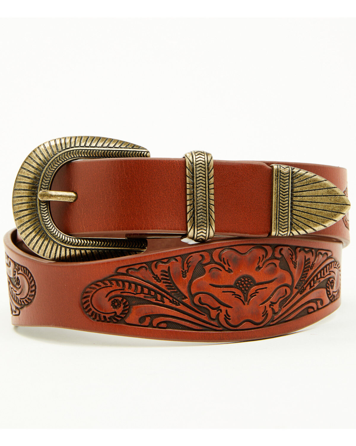 Image #1 - Shyanne Women's Hazel Embossed Scalloped Belt, Tan, hi-res