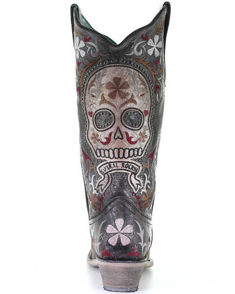 Image #4 - Corral Women's Sugar Skull Embroidery Western Boots - Snip Toe, , hi-res