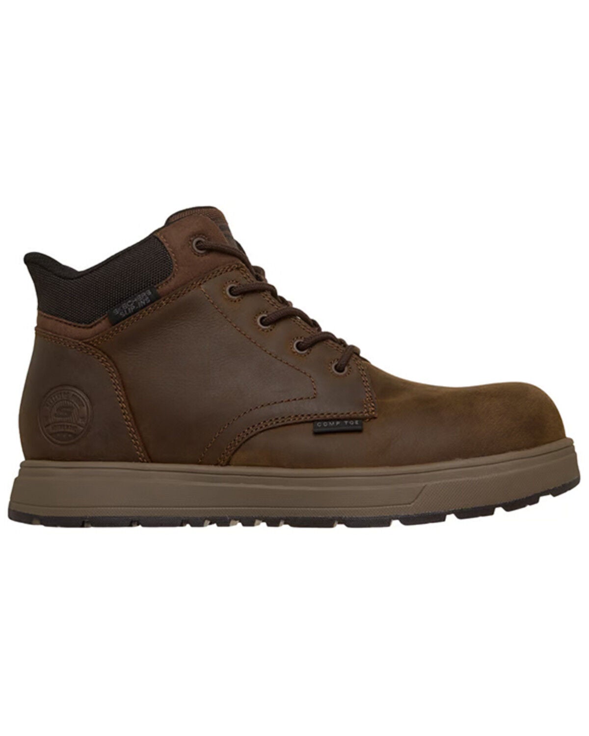 Image #1 - Skechers Men's Cliff Lace-Up Work Boots - Composite Toe, Brown, hi-res