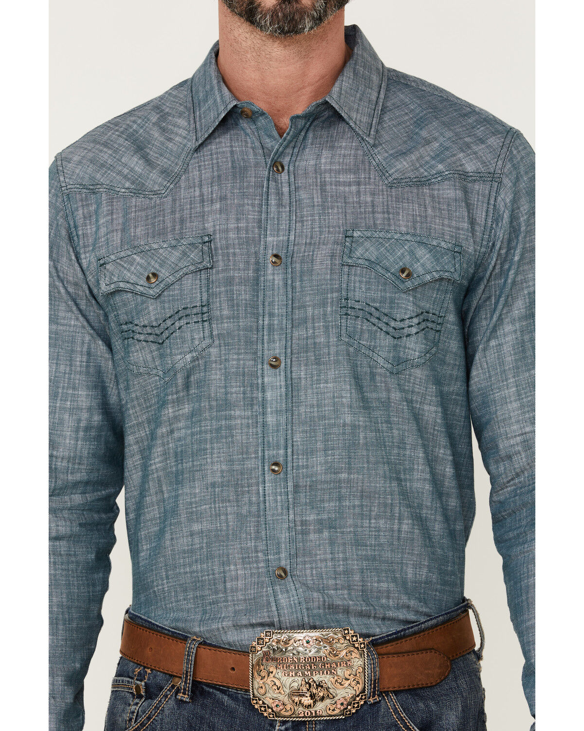 Image #3 - Cody James Men's Hotspot Solid Long Sleeve Snap Western Shirt, Blue, hi-res