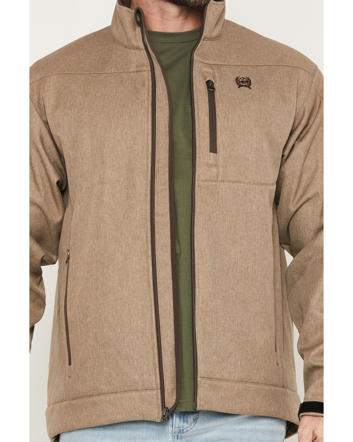 Image #3 - Cinch Men's Bonded Softshell Jacket - Big, Stone, hi-res