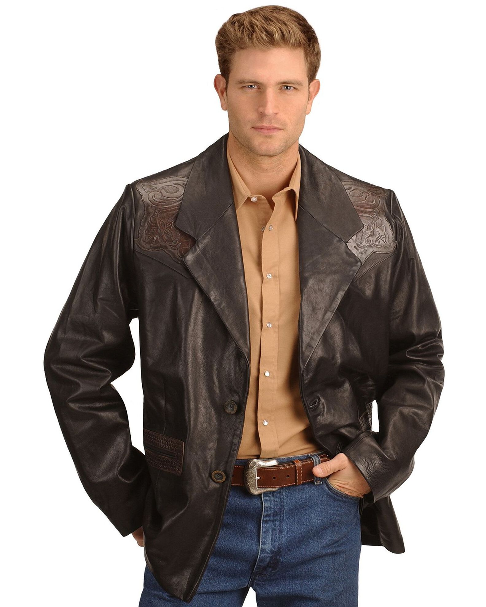 Western outlet leather blazer