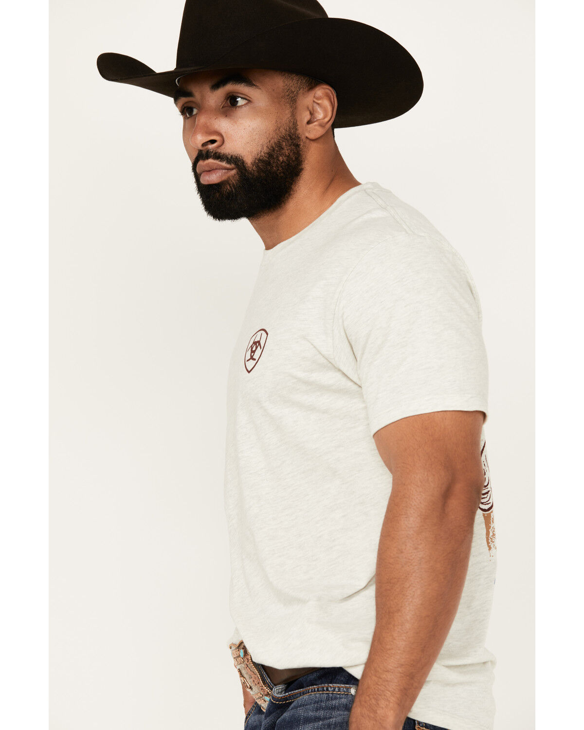Image #2 - Ariat Men's Rodeo Proud Short Sleeve Graphic T-Shirt, Oatmeal, hi-res