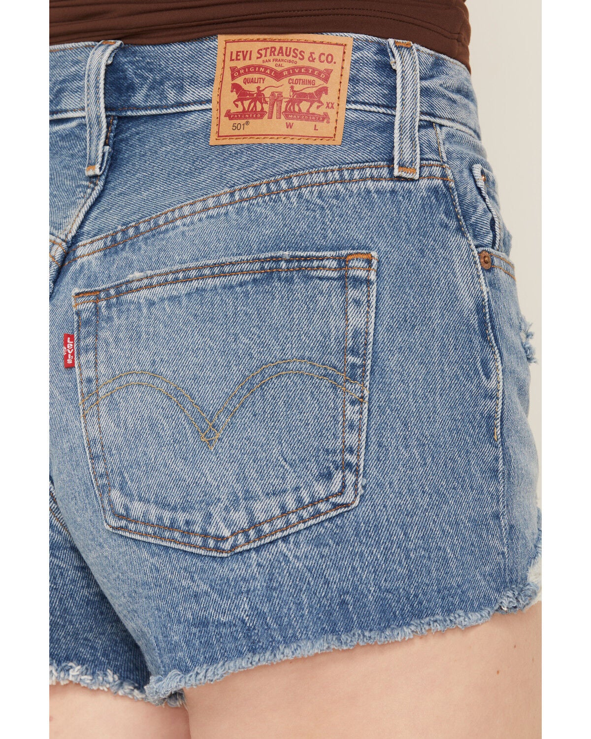 Image #4 - Levi's Women's Medium Wash High Rise 501 Original Denim Shorts, Medium Wash, hi-res