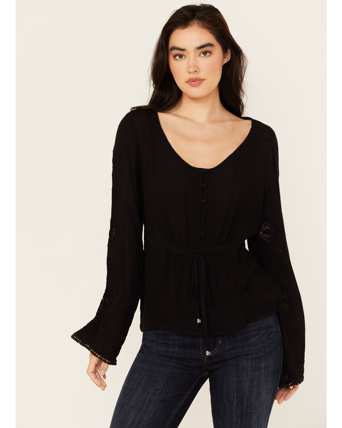 Image #1 - Idyllwind Women's Sharondale Embroidered Long Sleeve Button-Down Shirt, Black, hi-res