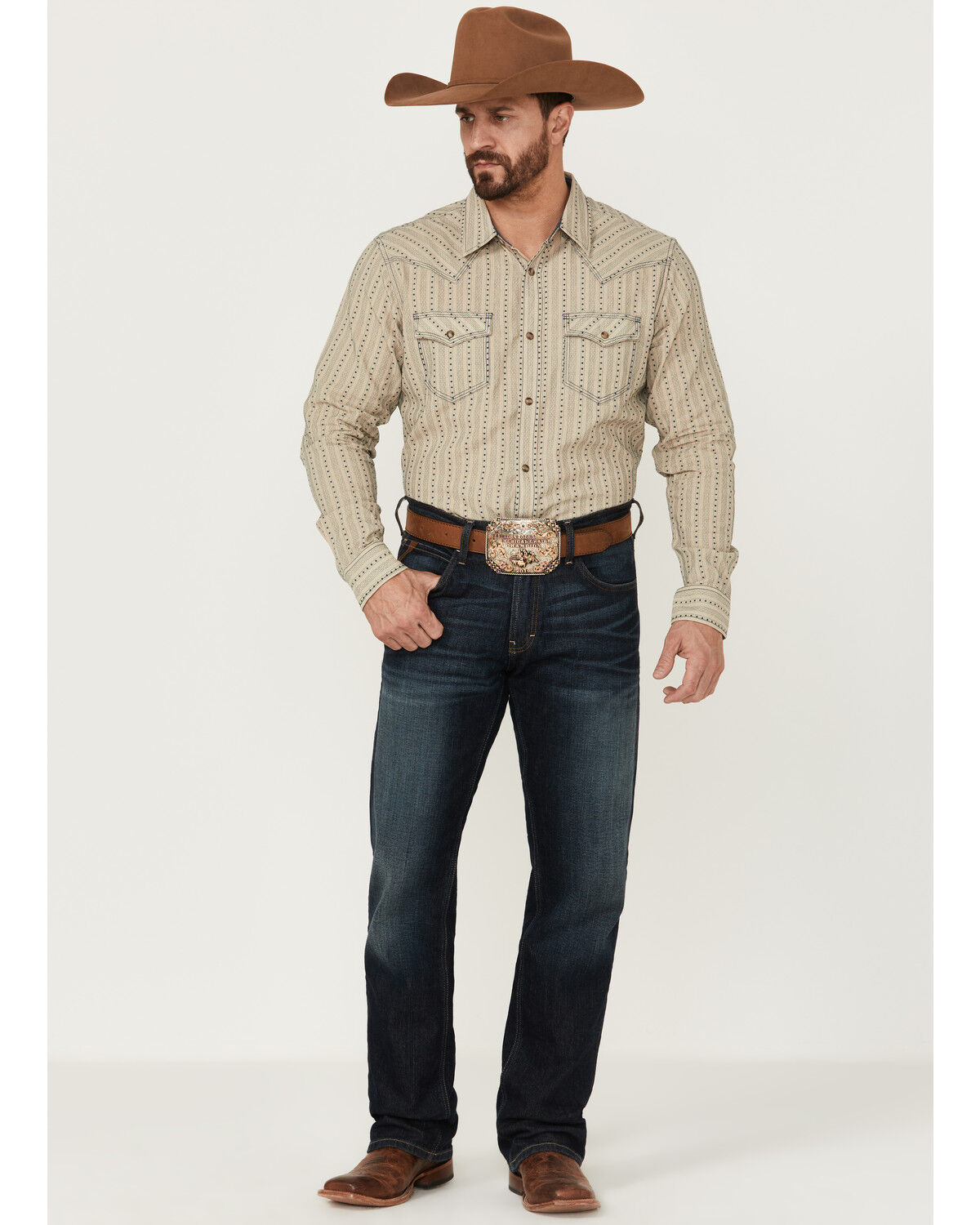 Image #2 - Moonshine Spirit Men's Dobby Stripe Long Sleeve Snap Western Shirt, , hi-res