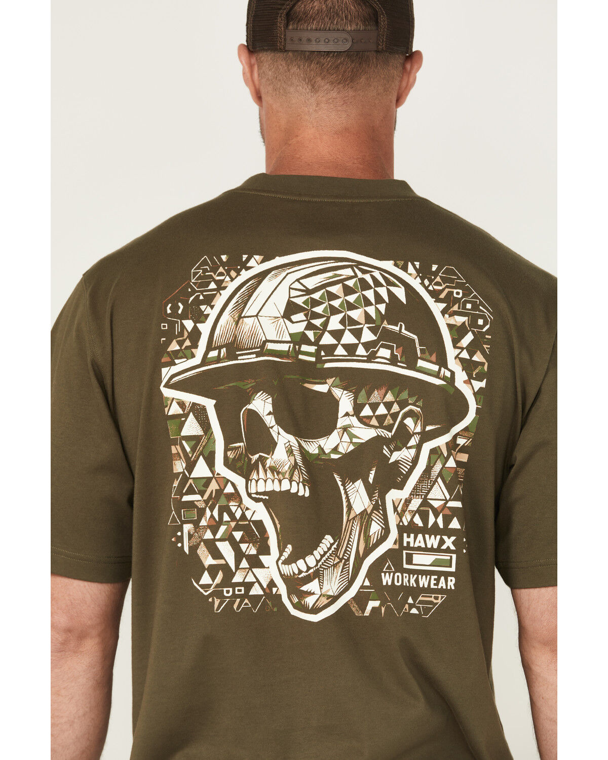 Image #4 - Hawx Men's Scream Skull Short Sleeve Graphic T-Shirt, Olive, hi-res