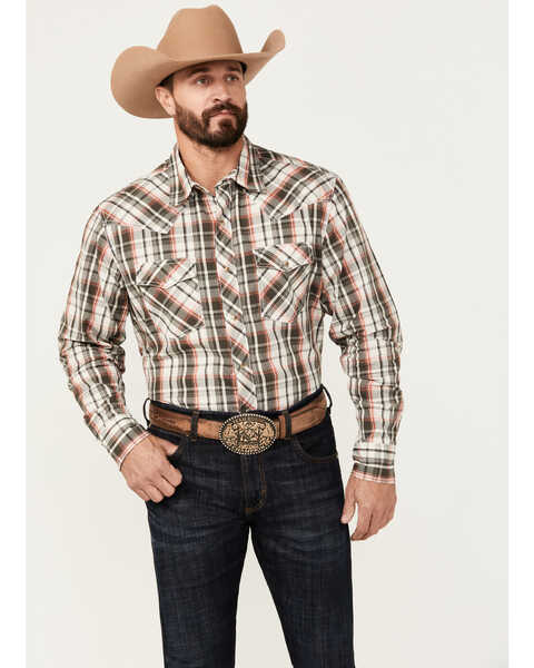 Wrangler Men's 20X Plaid Print Long Sleeve Snap Western Shirt, Multi, hi-res
