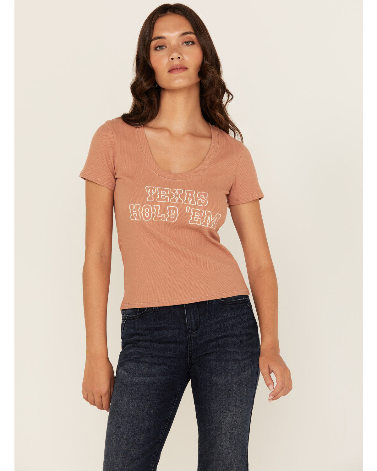 Image #1 - White Crow Women's Texas Hold 'Em Short Sleeve Tee, Tan, hi-res