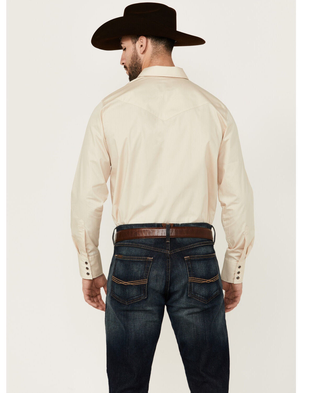 Image #4 - Gibson Men's Basic Solid Long Sleeve Pearl Snap Western Shirt - Big, Tan, hi-res