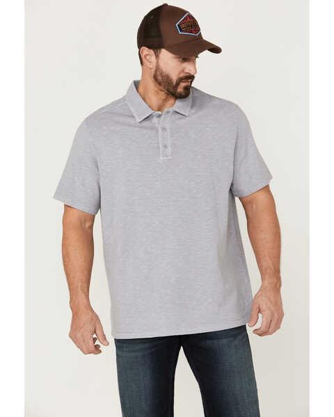 Image #1 - Brothers and Sons Men's Solid Slub Short Sleeve Polo Shirt , Light Grey, hi-res