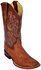 Ferrini Men's Ostrich Patchwork Exotic Western Boots - Wide Square Toe , Cognac, hi-res