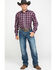 Stetson Men's Cedar Ombre Plaid Long Sleeve Western Shirt , Wine, hi-res