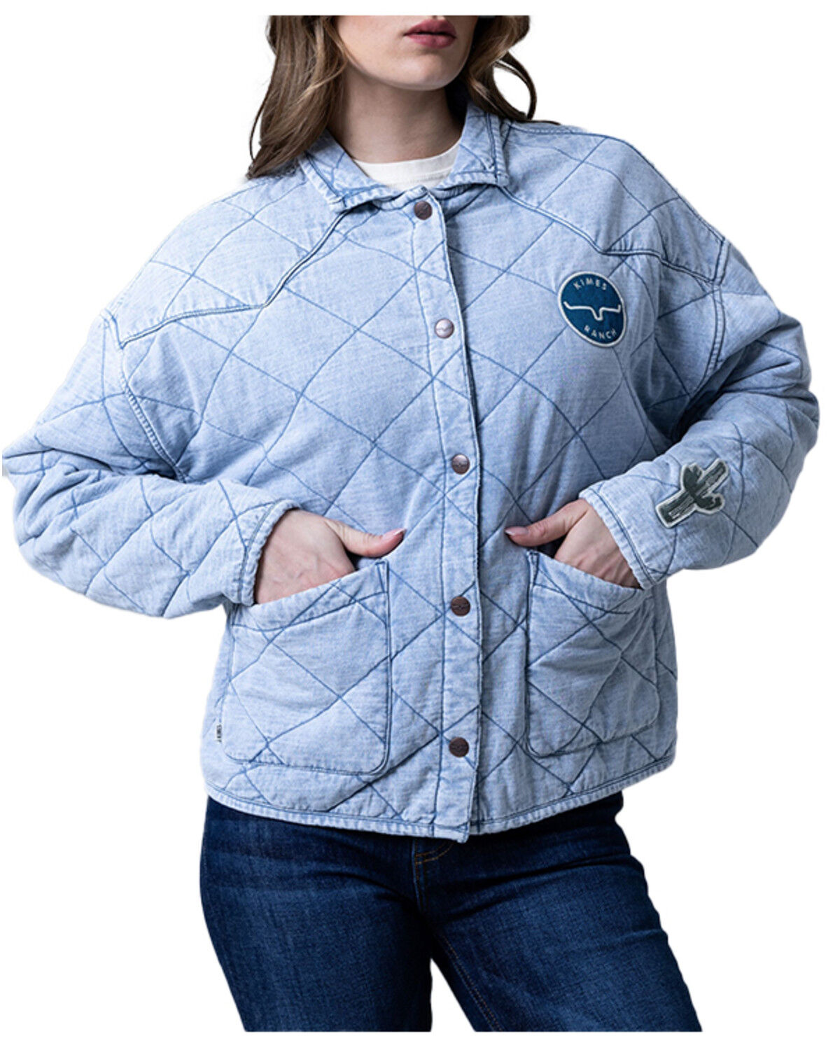 Image #4 - Kimes Ranch Women's Quilted Patch Jacket, Blue, hi-res