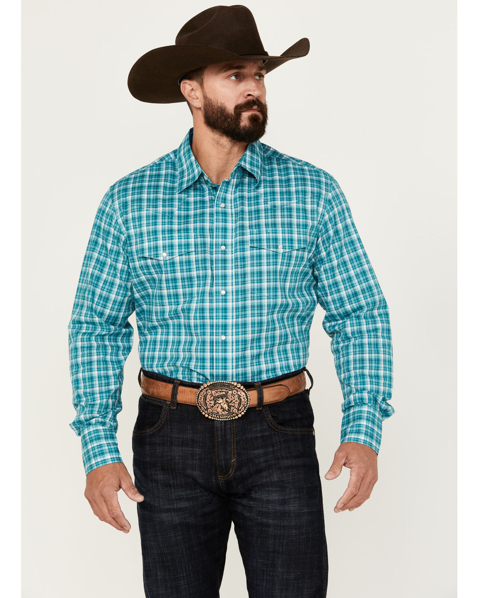 Wrangler Retro Men s Plaid Print Long Sleeve Pearl Snap Western Shirt