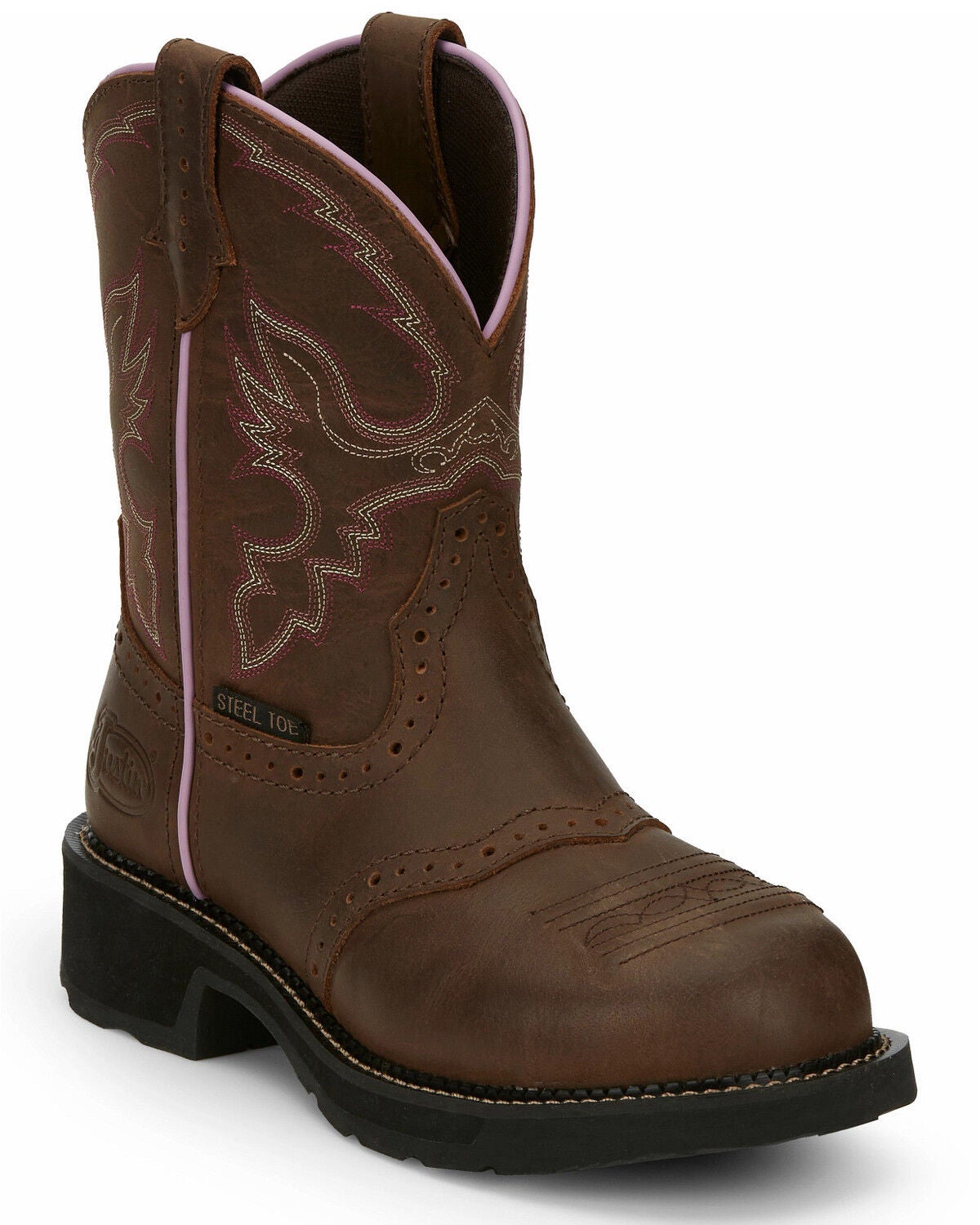 Justin Women's Wanette Western Work Boots - Steel Toe, Distressed Brown, hi-res