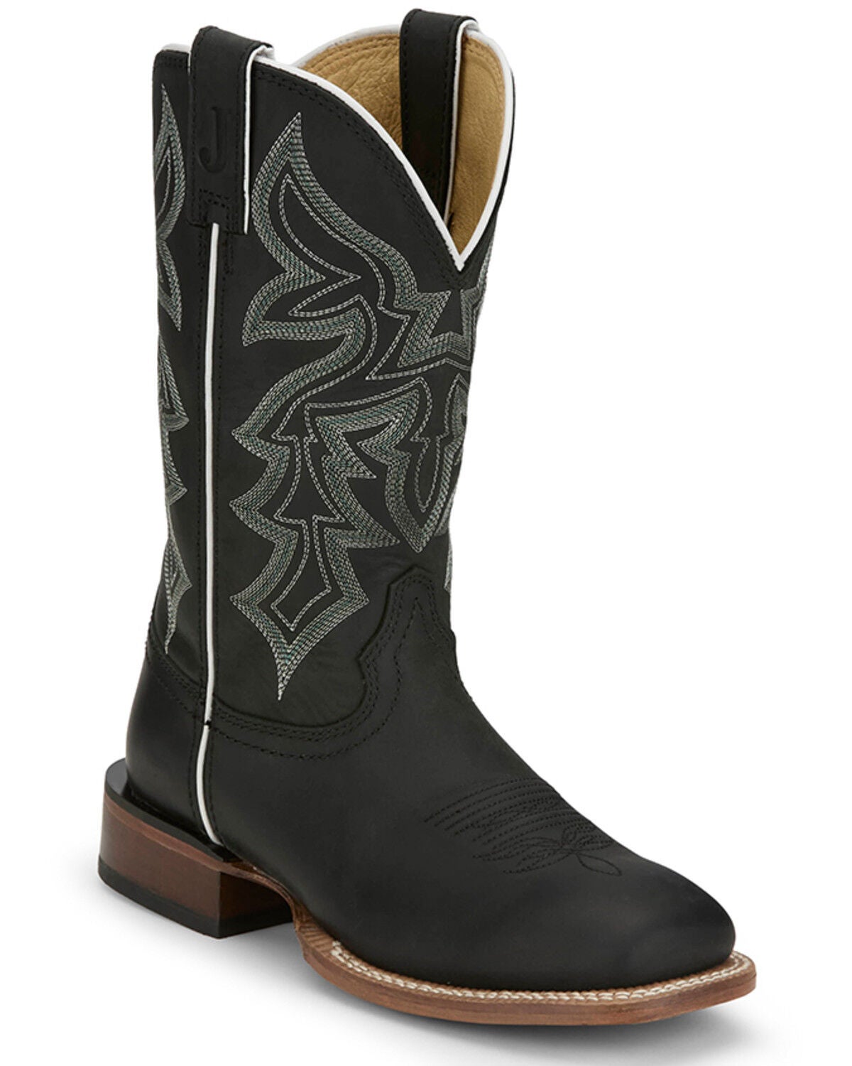 Justin Women's Miss Elle Western Boots - Broad Square Toe, Black, hi-res
