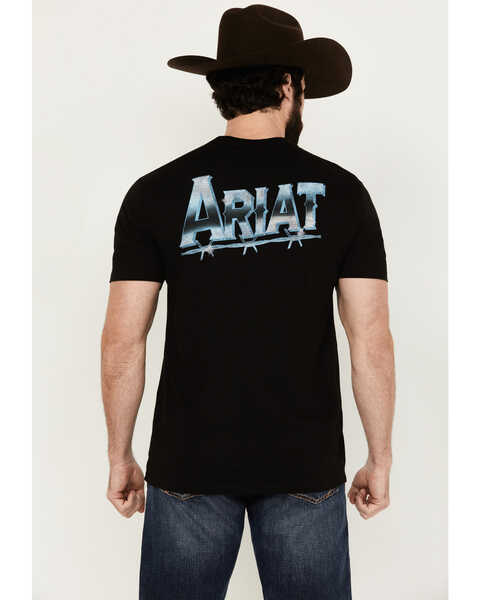 Ariat Men's Chrome Wire Logo Short Sleeve Graphic T-Shirt, Black, hi-res