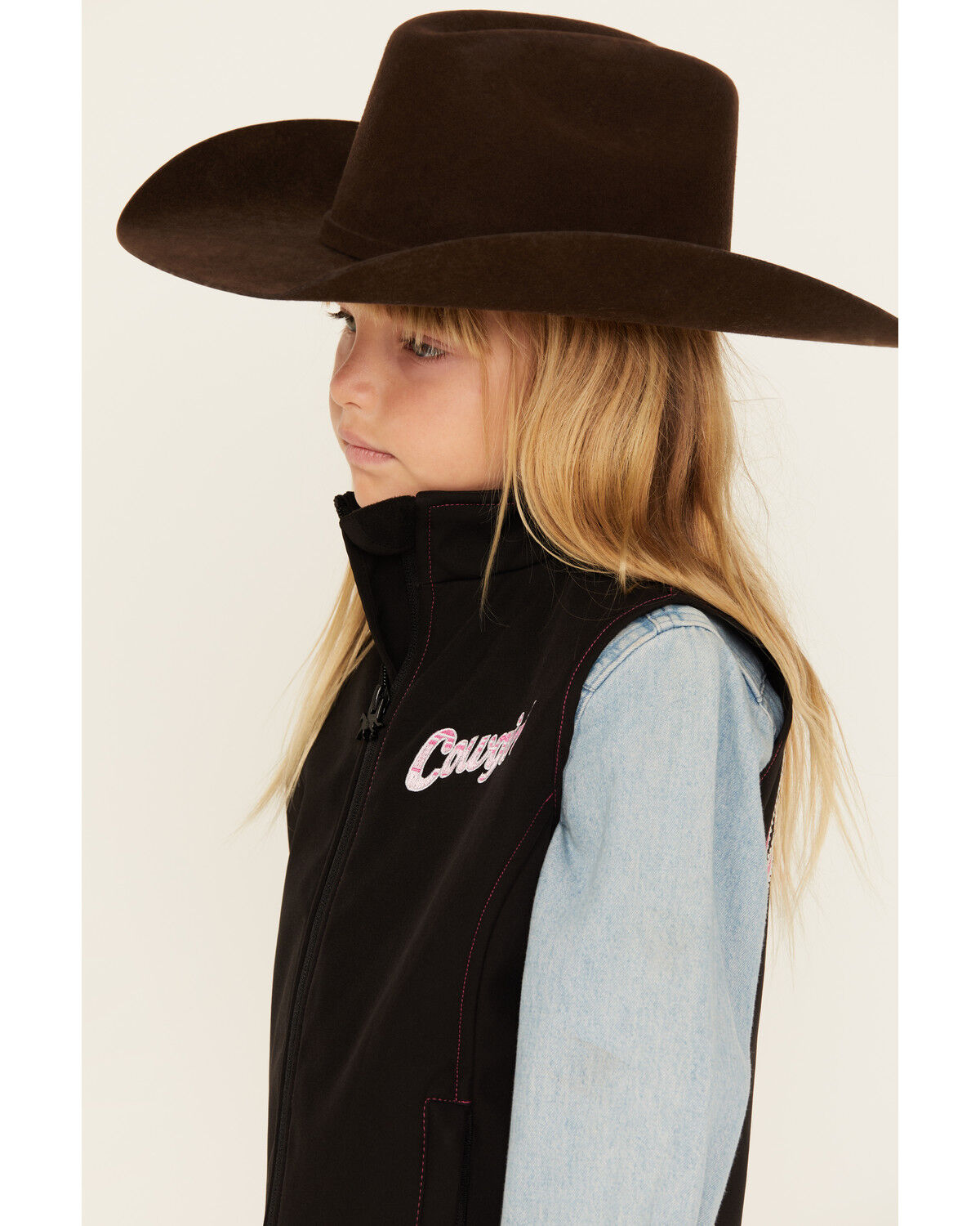 Image #2 - Cowgirl Hardware Girls' Sassy Cowgirls Vest, Black, hi-res