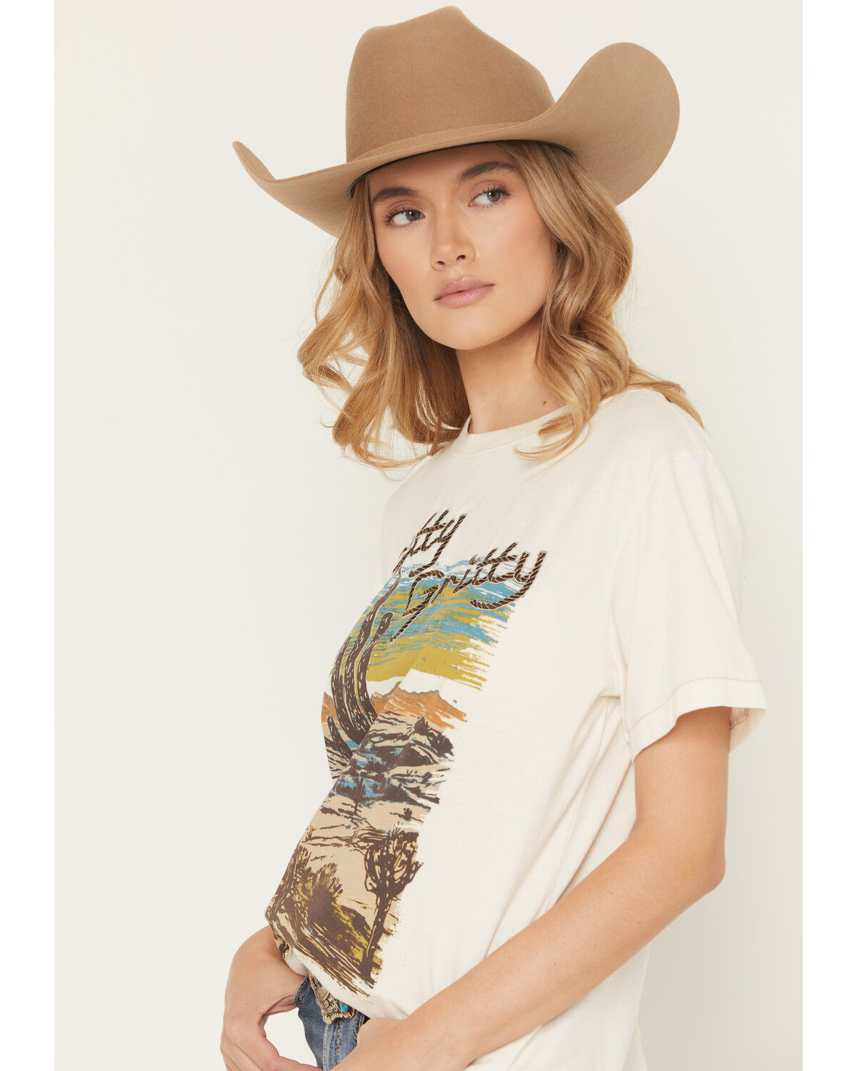 Image #2 - Shyanne Women's Pretty Gritty Embroidered Short Sleeve Graphic Tee, Cream, hi-res