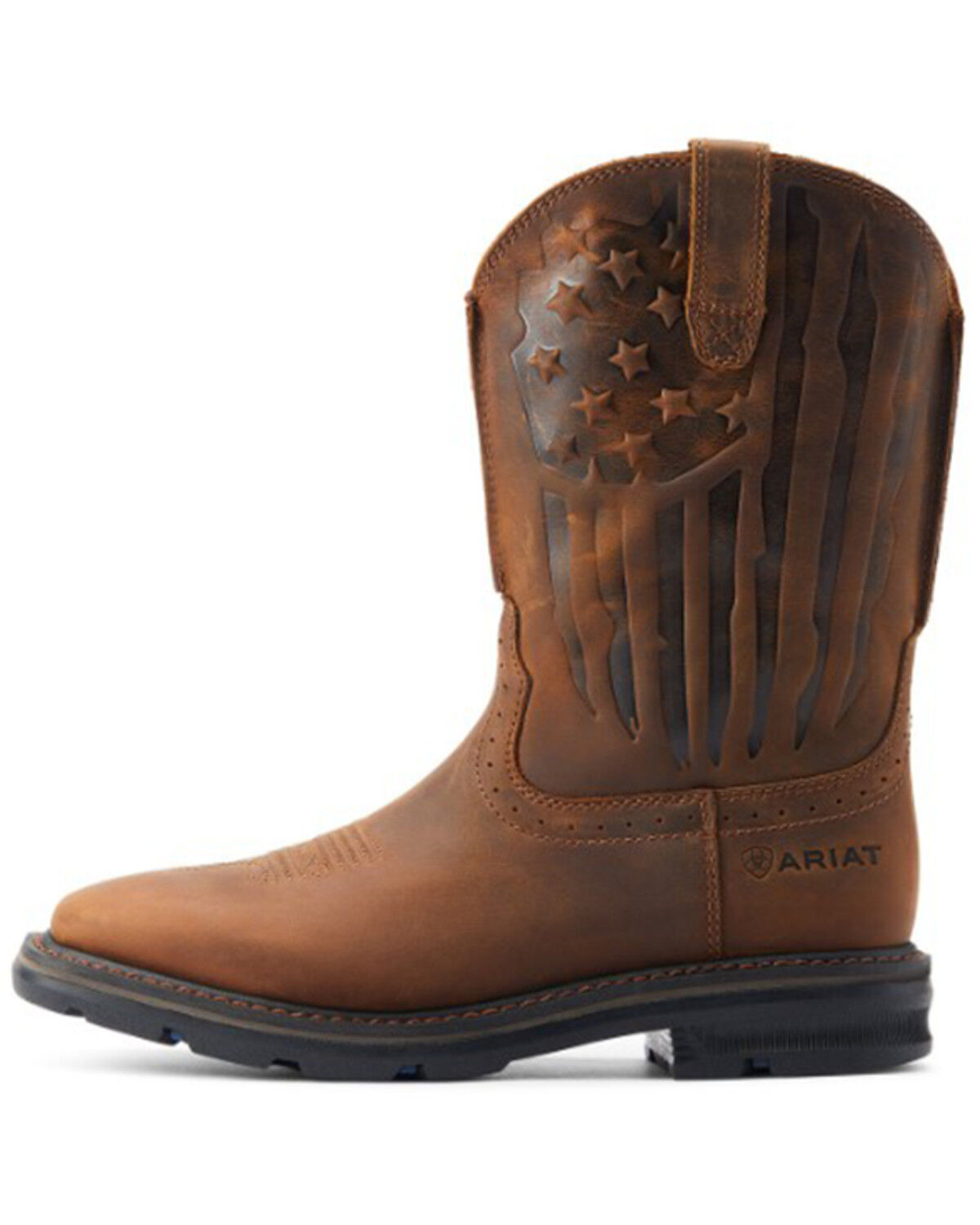 Image #2 - Ariat Men's Sierra Shock Shield Patriotic Western Work Boots - Broad Square Toe, Brown, hi-res