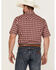 Image #4 - Roper Men's Classic Small Plaid Short Sleeve Pearl Snap Western Shirt, Red, hi-res