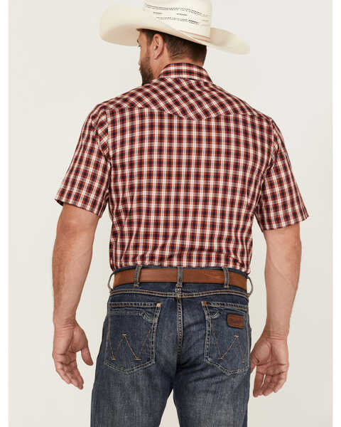 Image #4 - Roper Men's Classic Small Plaid Short Sleeve Pearl Snap Western Shirt , Red, hi-res