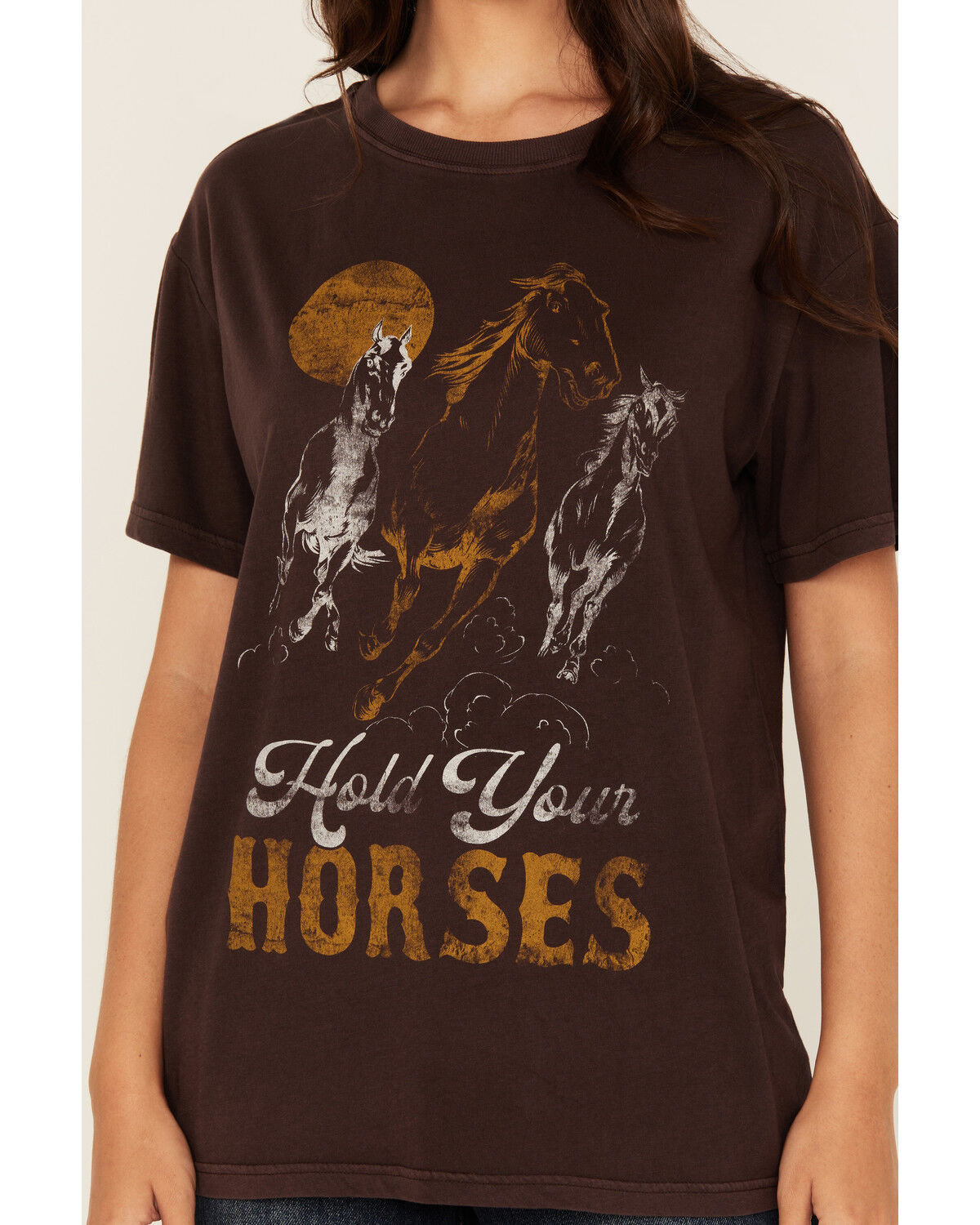 Image #3 - Shyanne Women's Hold Your Horses Short Sleeve Graphic Tee, Chocolate, hi-res