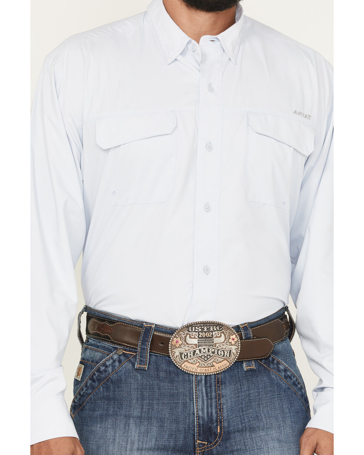 Image #3 - Ariat Men's VenTek Outbound Solid Long Sleeve Button-Down Western Shirt - Big, Light Blue, hi-res
