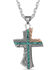 Image #1 - Montana Silversmiths Men's Inner Light Turquoise Cross Necklace, Silver, hi-res