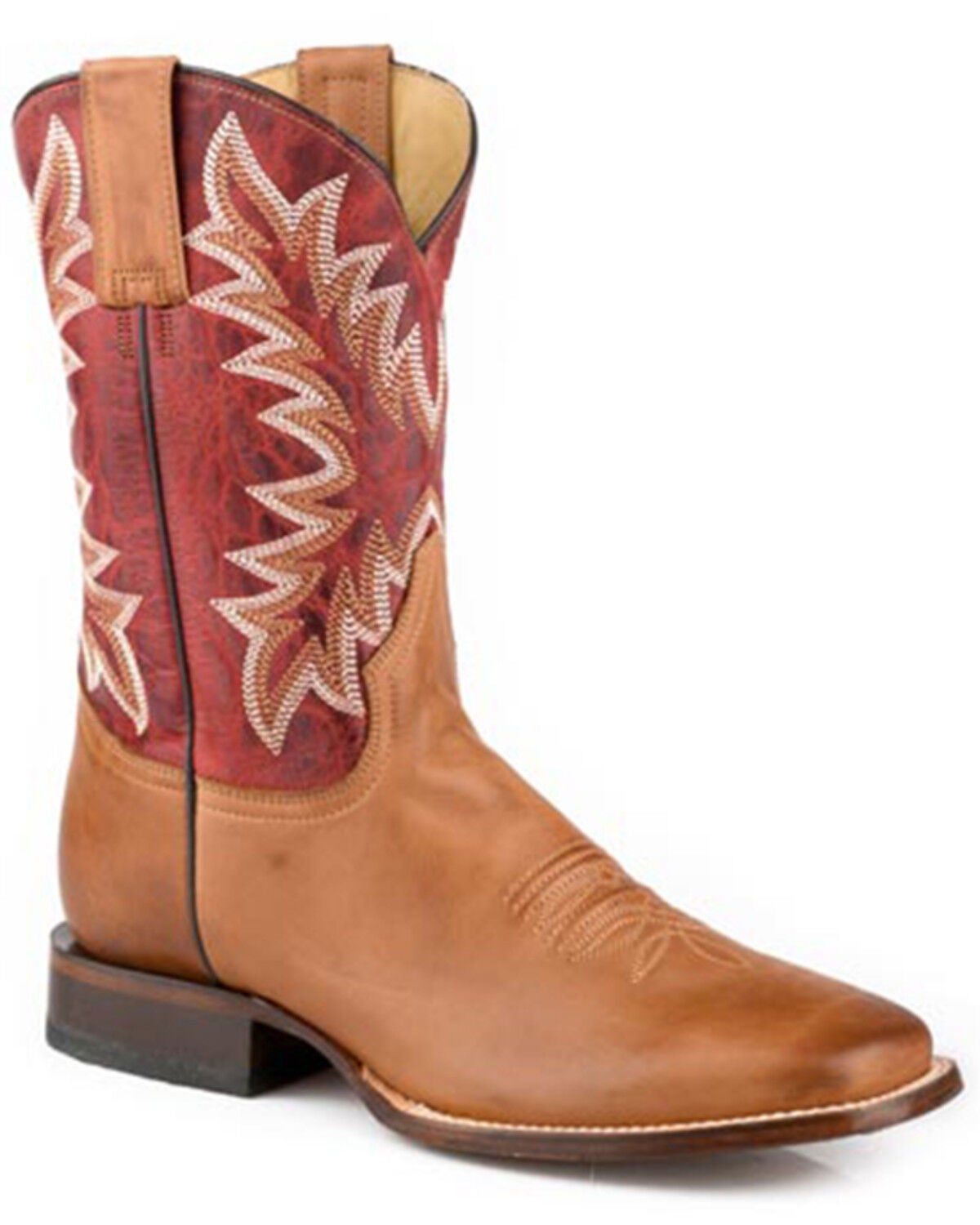 Image #1 - Stetson Men's Cole Western Boots - Broad Square Toe, Red, hi-res
