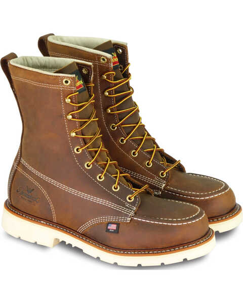 Thorogood Men's American Heritage Classics 8" Made In The USA Work Boots - Steel Toe, Brown, hi-res