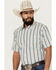 Image #2 - Cody James Men's Gunsmoke Dobby Striped Button-Down Short Sleeve Western Shirt - Big, Cream, hi-res