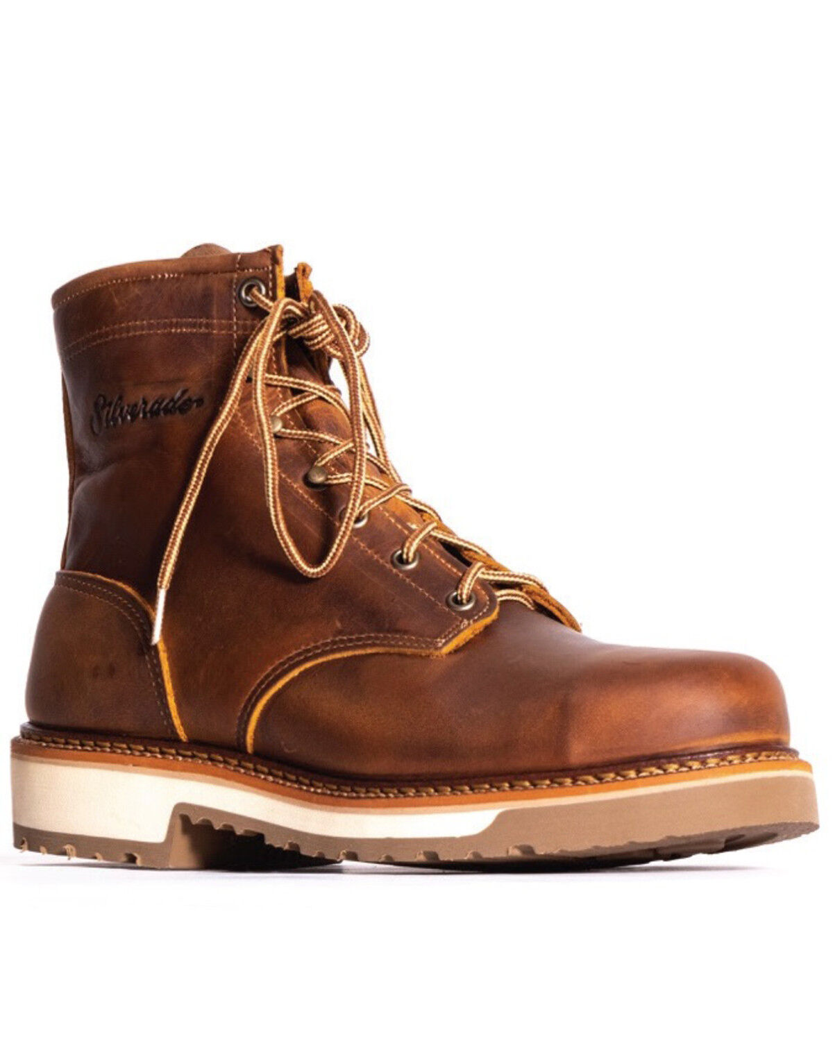 Image #1 - Silverado Men's 6" Lace-Up Work Boots - Soft Toe, Tan, hi-res