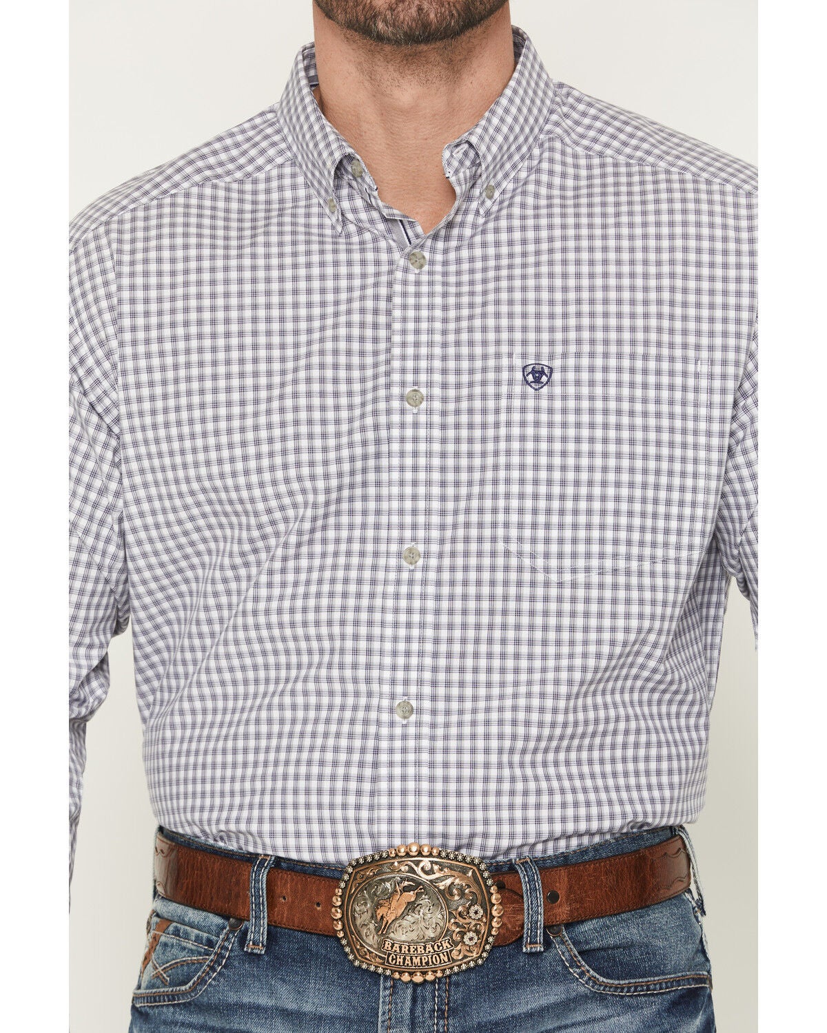 Image #3 - Ariat Men's Pro Series Blaire Plaid Print Long Sleeve Button-Down Western Shirt, Grey, hi-res
