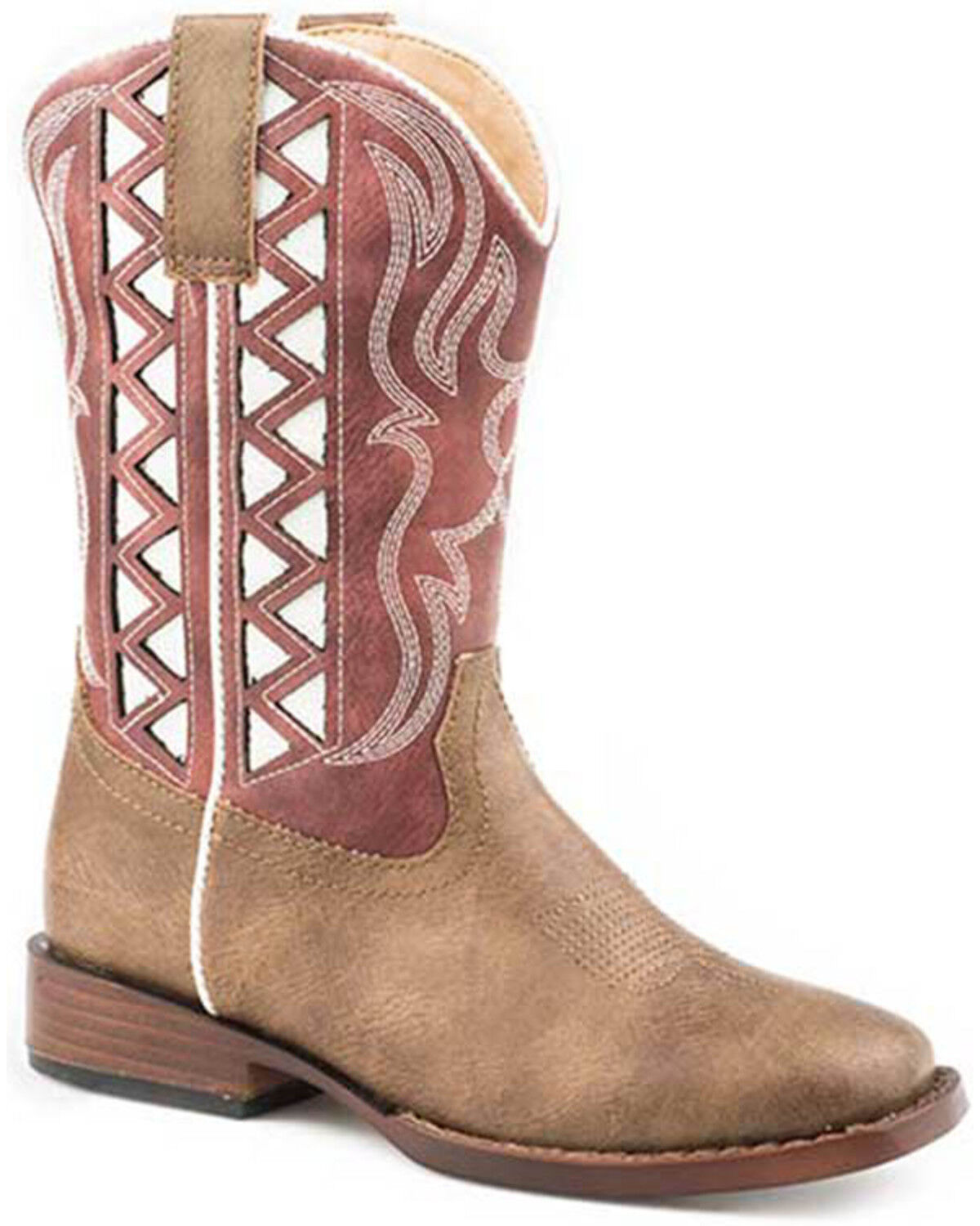 Image #1 - Roper Girls' Askook Western Boots - Broad Square Toe, Red, hi-res