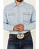Wrangler Retro Men's Long Sleeve Denim Snap Shirt, Light Blue, hi-res
