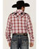 Image #4 - Roper Men's Plaid Print Embroidered Applique Long Sleeve Snap Western Shirt , Red, hi-res