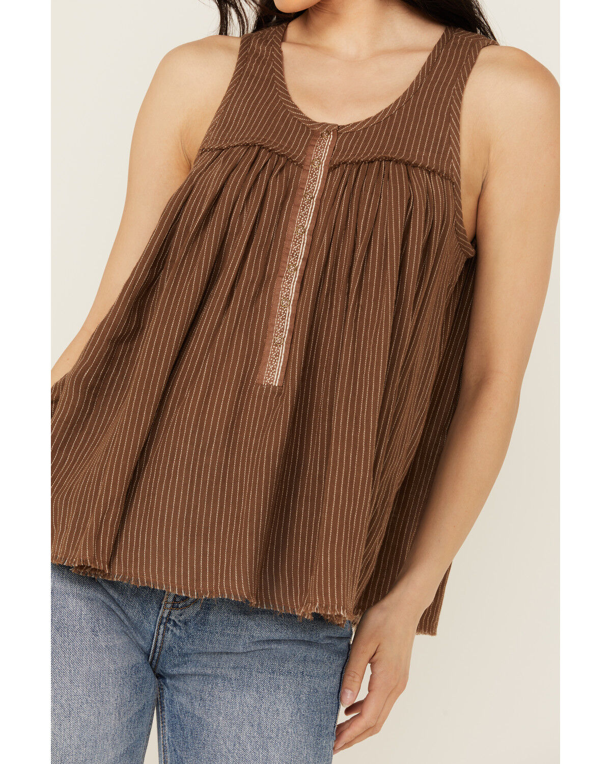 Image #3 - Cleo + Wolf Women's Betty Striped Print Tank Top, Sage, hi-res