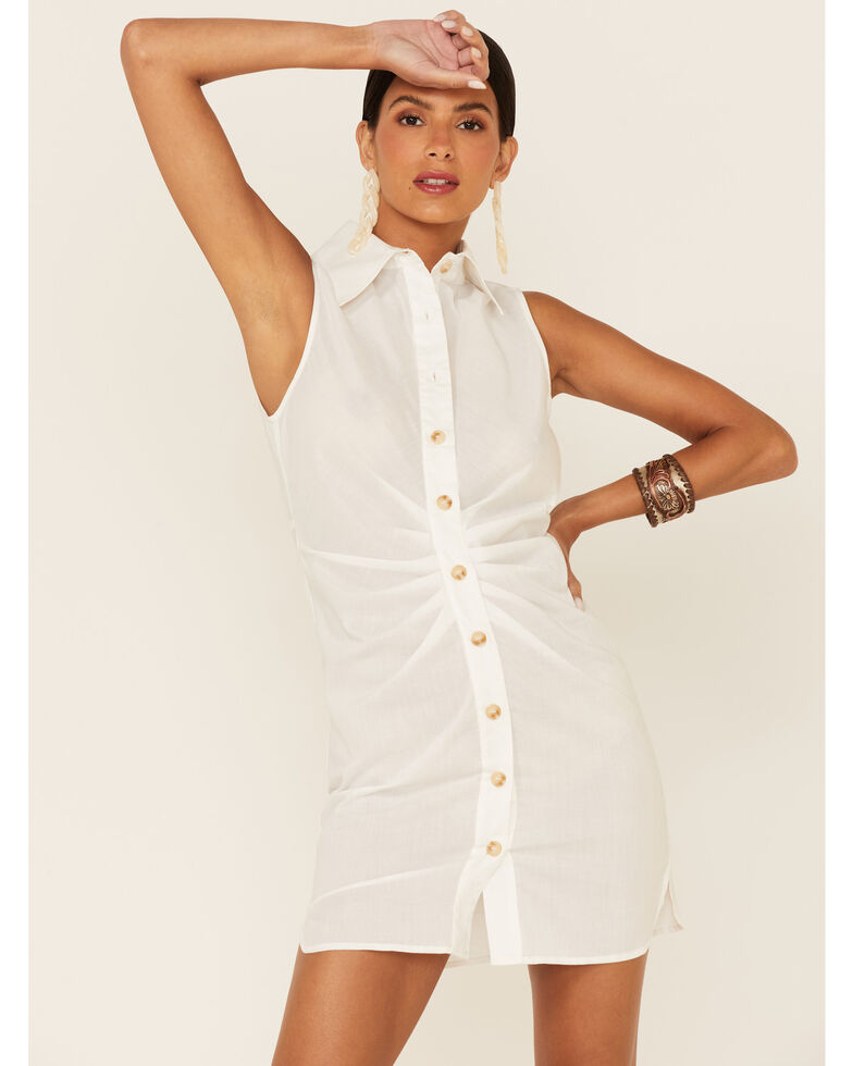 HYFVE Women's Button Down Dress , White, hi-res