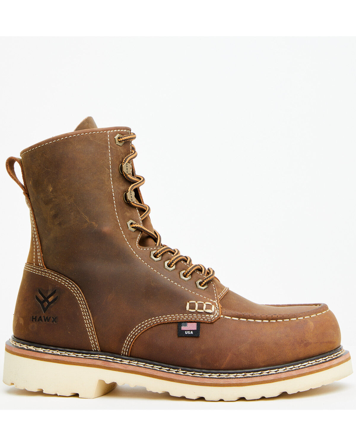 Image #2 - Hawx Men's 8" USA Redesigned Work Boots - Composite Toe, Brown, hi-res