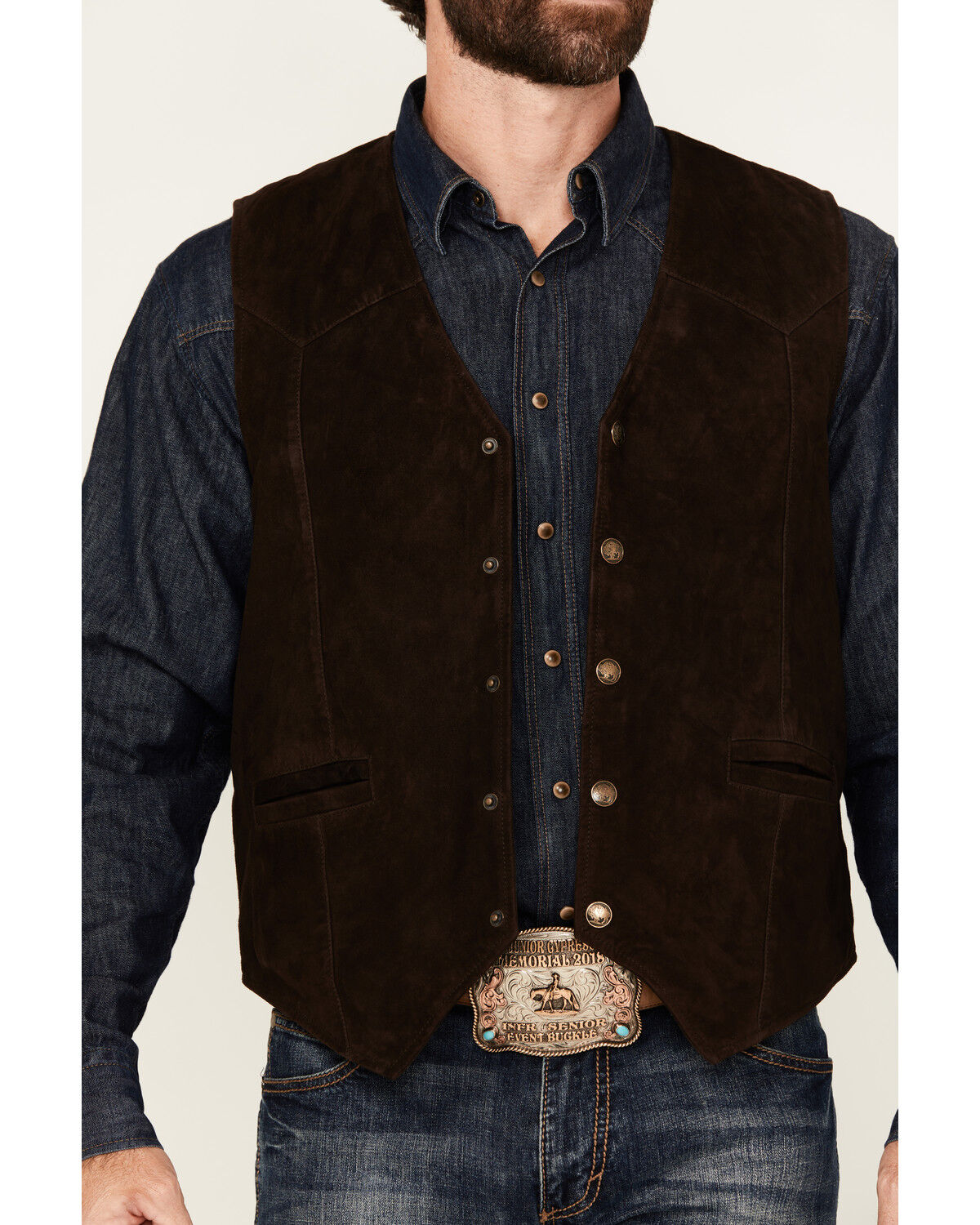 Image #3 - Cody James Men's Angus 2.0 Suede Snap Vest, Brown, hi-res