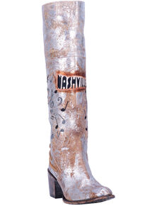 Dan Post Women's Nashville Leather Lace-Up Western Boots - Medium Toe, Silver, hi-res