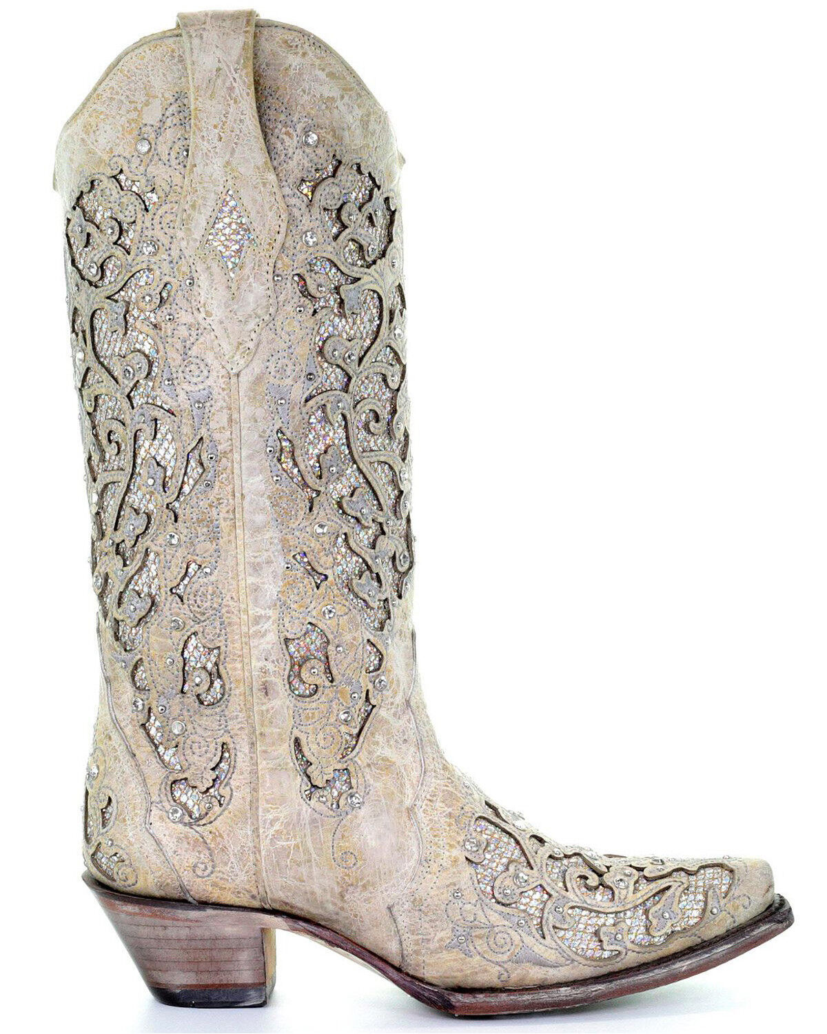 corral white glitter inlay boots