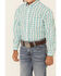 Panhandle Select Boys' Emerald Check Plaid Long Sleeve Western Shirt , Green, hi-res