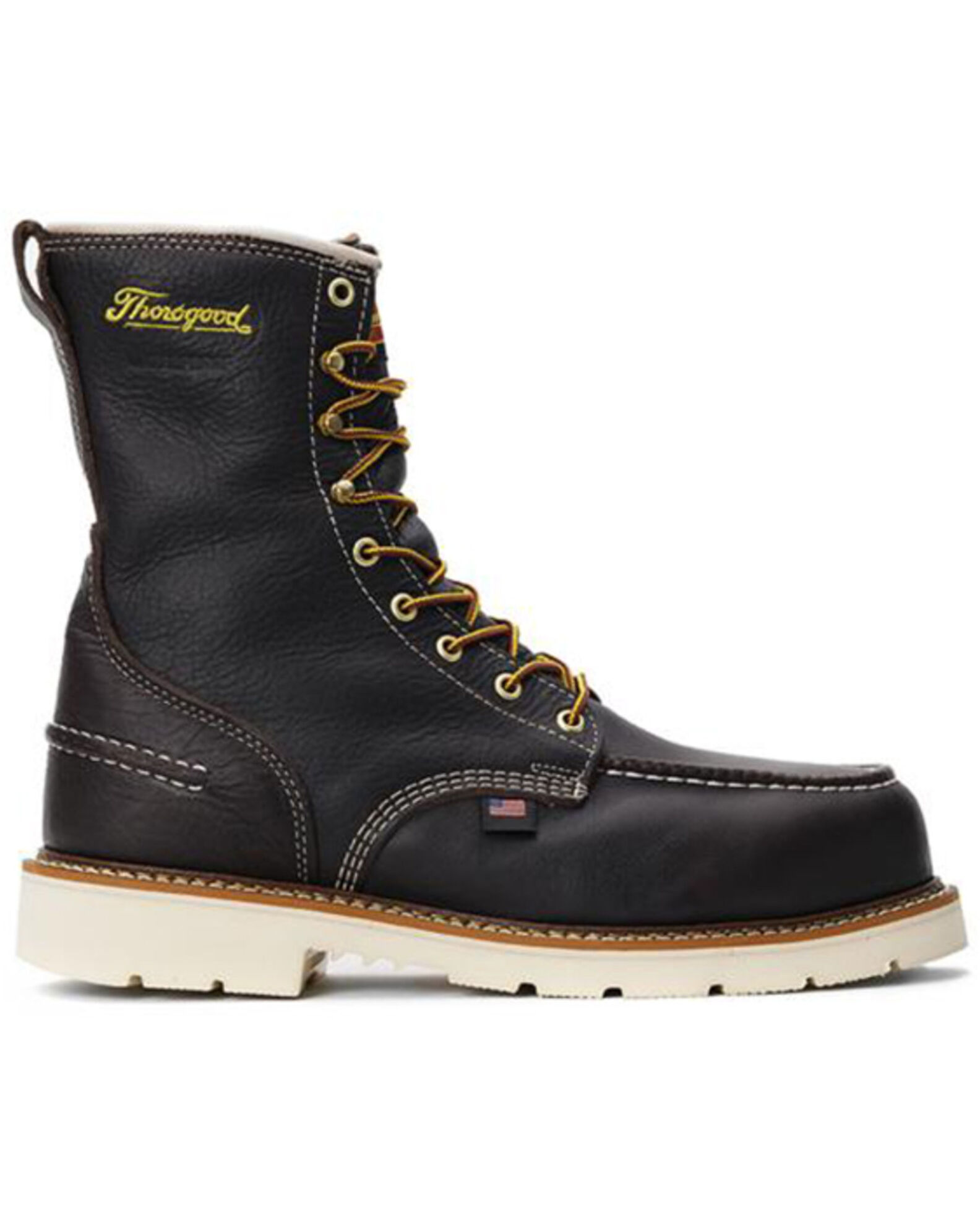Image #2 - Thorogood Men's Boot Barn Exclusive Waterproof 8" Made In The USA Moc Work Boots - Steel Toe, Brown, hi-res