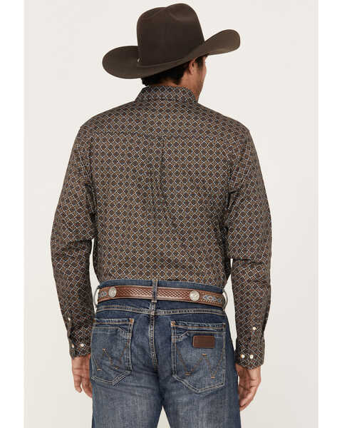 Cody James Men's Money Maker Print Long Sleeve Button Down Western Shirt, Dark Brown, hi-res