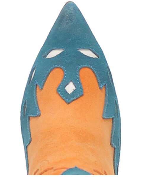 Image #6 - Dingo Women's Spicy Underlay Suede Leather Western Booties - Pointed Toe , Orange, hi-res