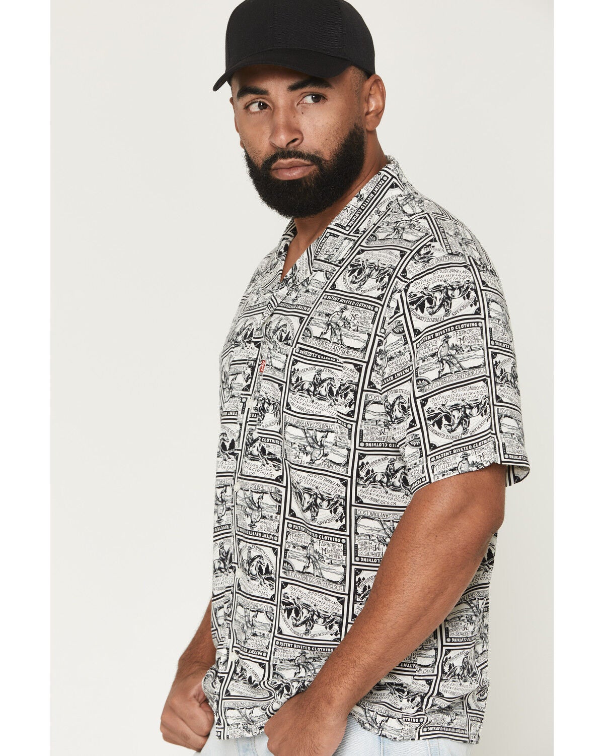 Image #2 - Levi's Men's Camper Miner Niner Heritage Short Sleeve Button-Down Western Shirt, Black, hi-res